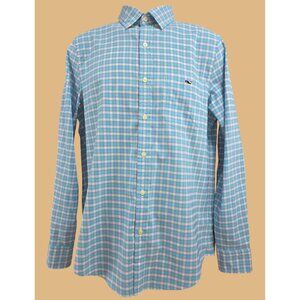 Vineyard Vines Slim Fit Tucker Performance Shirt Small Blue Pink